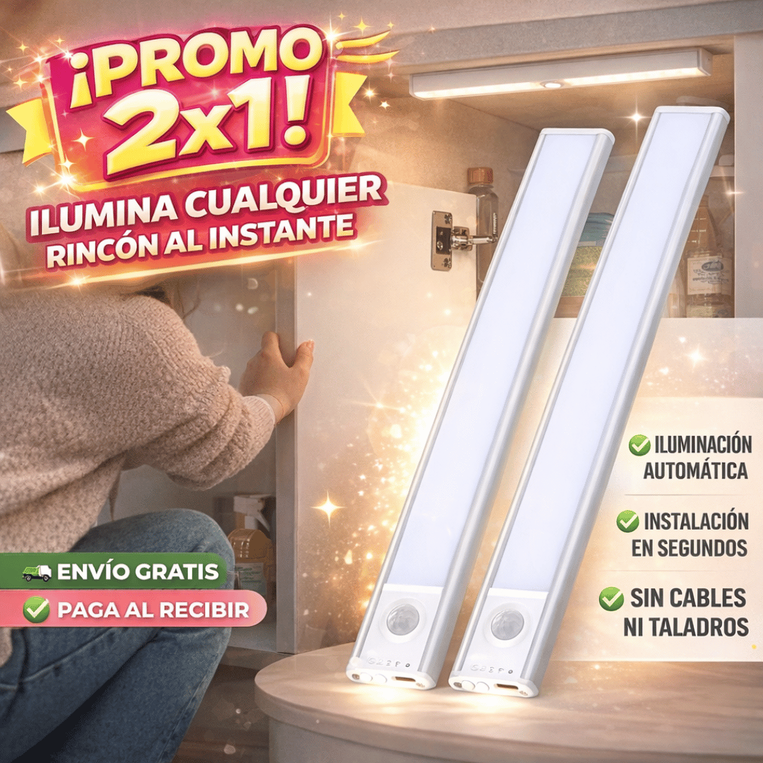 ¡PROMO 2x1 Barra LED con Sensor de Movimiento 40cm! - Ilumina donde lo necesites sin instalaciones complejas
