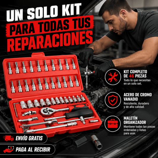 Kit Juego De Herramientas Mecánicas 46 Piezas - Realiza reparaciones del hogar con un solo kit