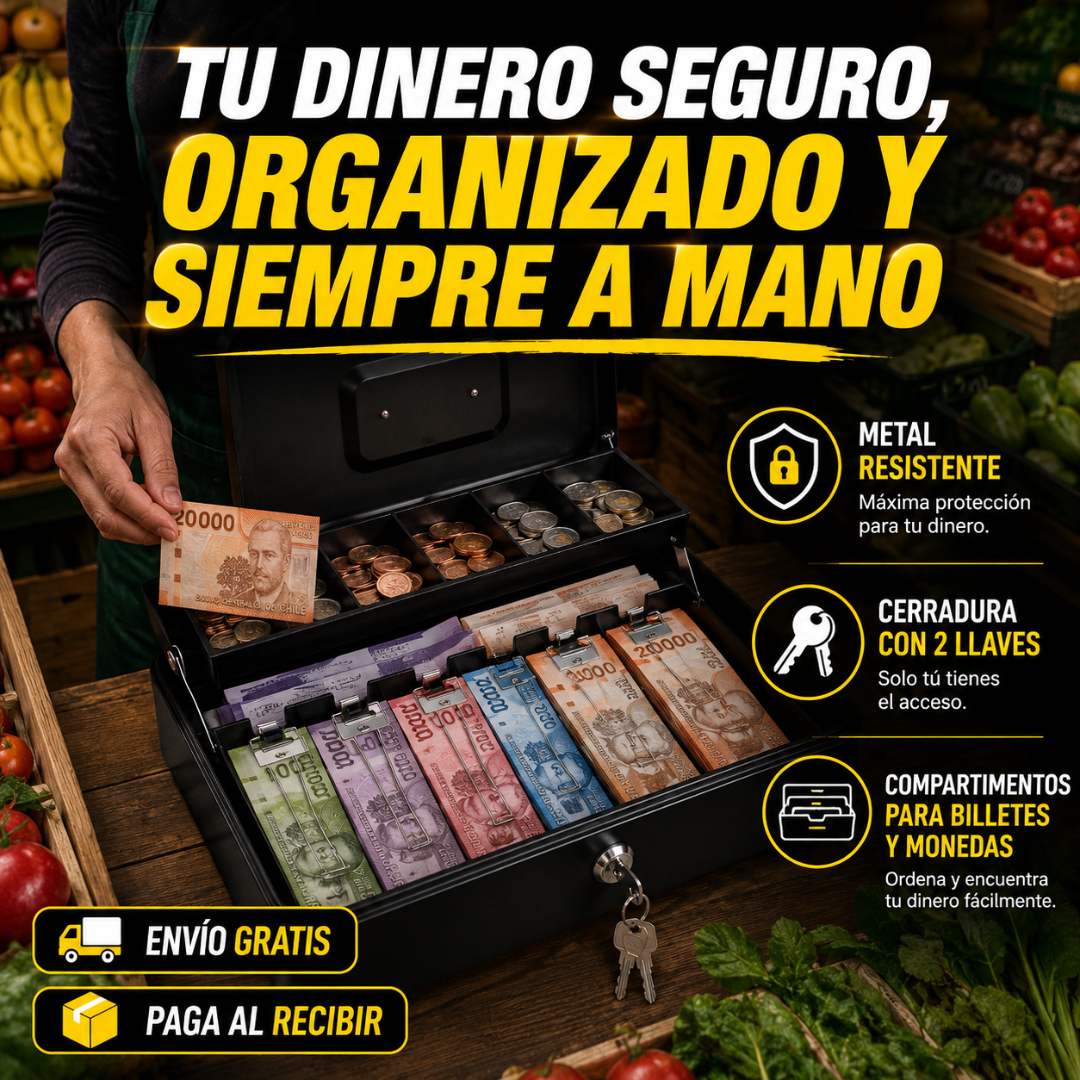 Caja Organizadora de Dinero Metálica - Organiza y protege el dinero de tu negocio