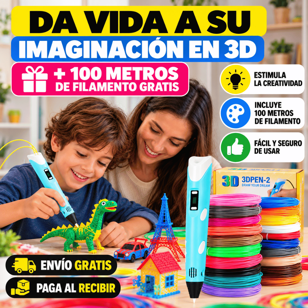 ¡Promo Lapiz 3D + 100 Metros Filamentos! - Diversión creativa para transformar ideas en figuras 3D