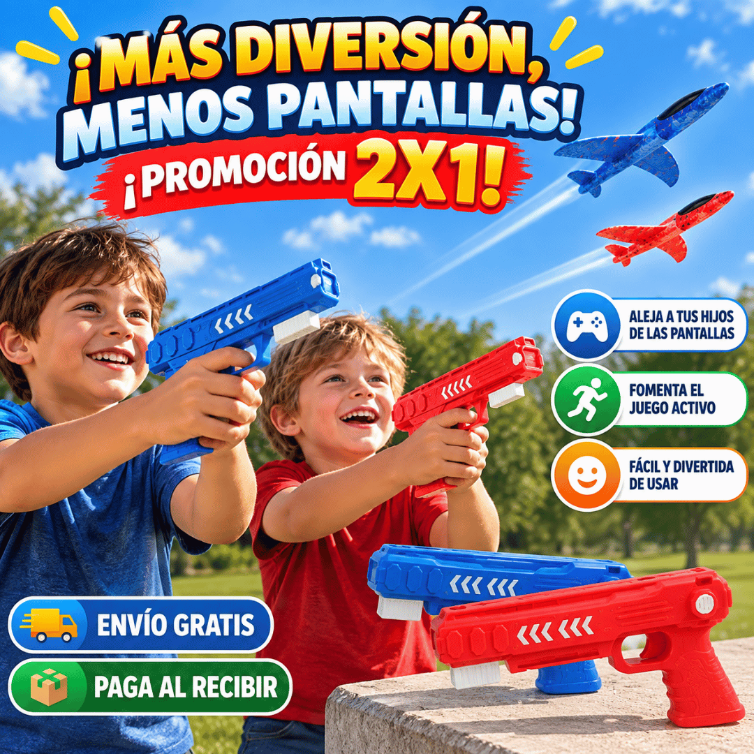 ¡Promo 2x1 Pistola Lanzadora de Aviones! - El regalo ideal para llenar sus días de diversión y movimiento