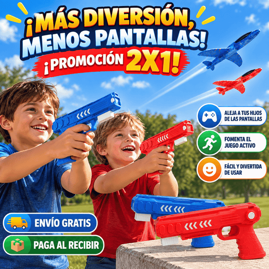¡Promo 2x1 Pistola Lanzadora de Aviones! - El regalo ideal para llenar sus días de diversión y movimiento