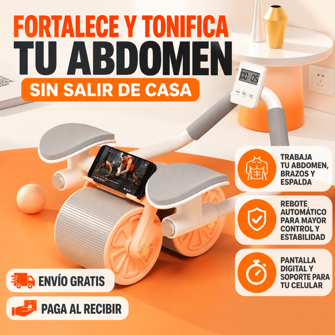 Rueda Abdominal Soporte Con Auto Rebote - Entrena tu abdomen de forma práctica y efectiva