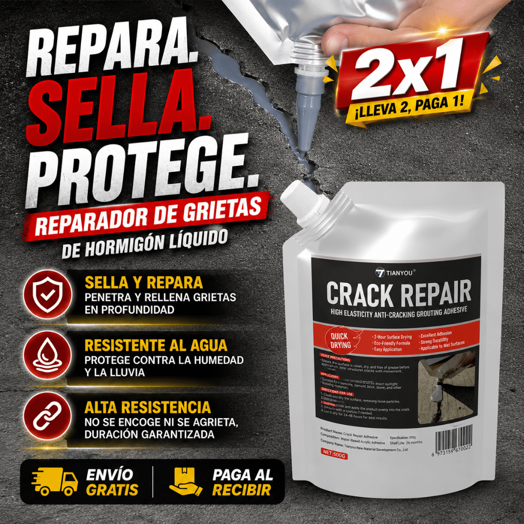 ¡Promo 2x1 Crack Repair 500g! - Sella grietas al instante y evita filtraciones