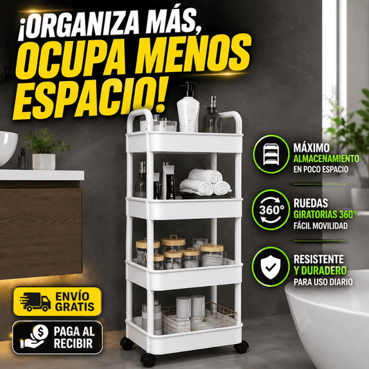 Carrito Organizador Multiuso 4 Niveles - Mantén cada ambiente limpio, ordenado y funcional