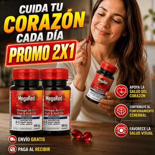 Promo 2x1 MegaRed® Omega-3 + Krill: Cuida tu corazón, mente y articulaciones ¡Empieza hoy!