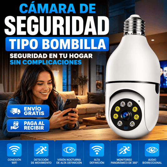 Cámara de Seguridad Bombilla - Vigila tu hogar sin instalación complicada desde cualquier lugar