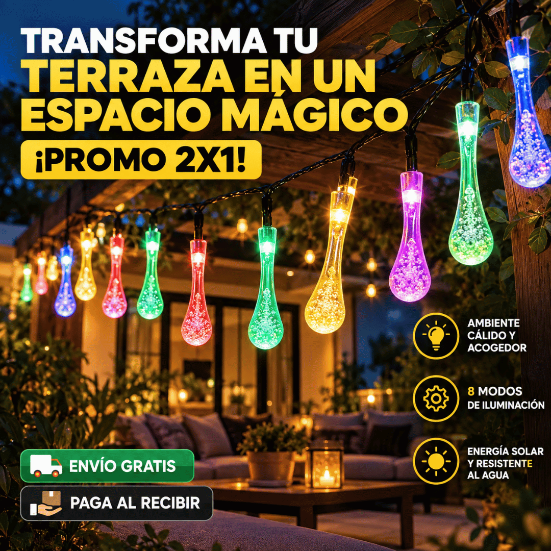 ¡Promo 2x1 Guirnaldas De Luces Solares Decorativas! - Transforma tu jardín con una iluminación cálida y decorativa
