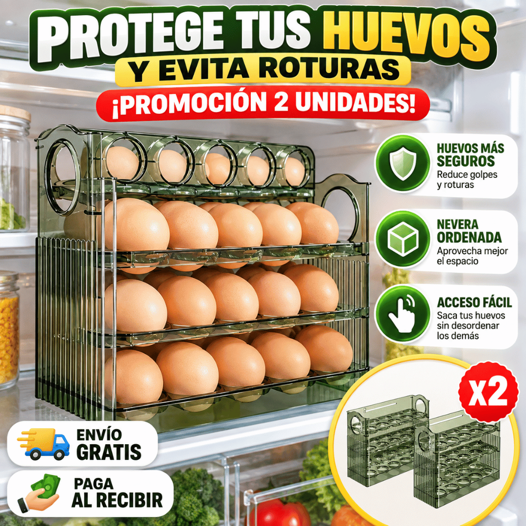 Pack 2 Dispensador de Huevos Acrílico - Protege tus huevos y mantenlos organizados en el refrigerador