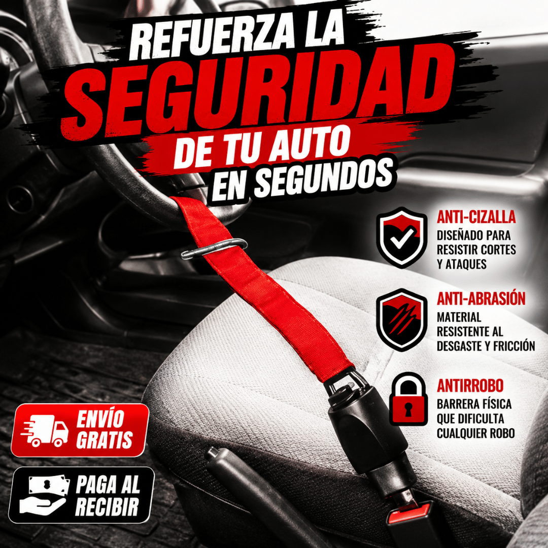 Cinturón Tranca Volante Anti Robos - Refuerza la seguridad de tu vehículo al estacionar