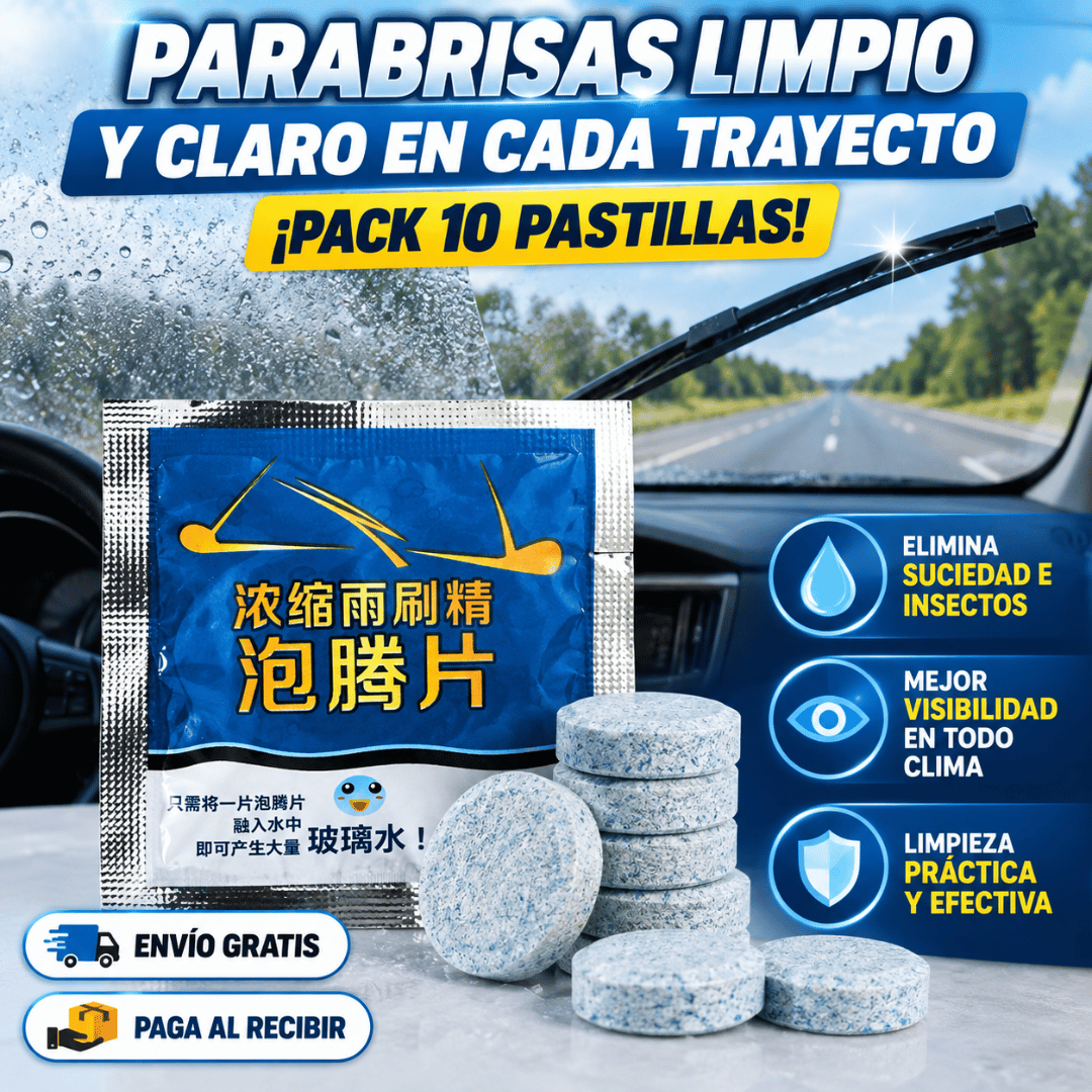 ¡Pack 10 Pastillas Limpia Parabrisas! - Limpia y cuida tu parabrisas de forma fácil y práctica