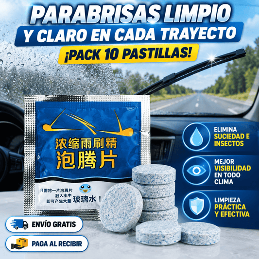 ¡Pack 10 Pastillas Limpia Parabrisas! - Limpia y cuida tu parabrisas de forma fácil y práctica