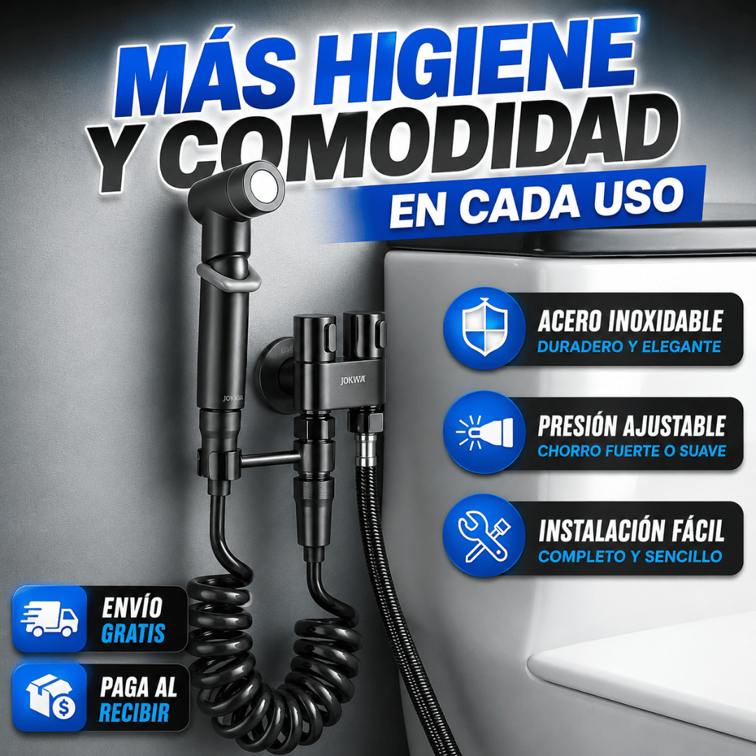 Ducha Higiénica de Mano para WC Negra - Disfruta una higiene íntima más profunda después de cada uso