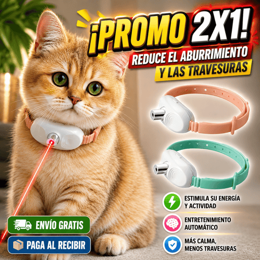 ¡Promo 2x1 Collar Láser Para Gatos! - Reduce travesuras y mantiene a tu gato activo cada día