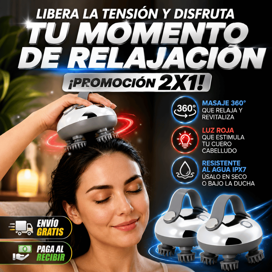 ¡Promo 2x1 Masajeador Cuello Cabelludo Eléctrico! - Masaje relajante para desconectarte del estrés diario