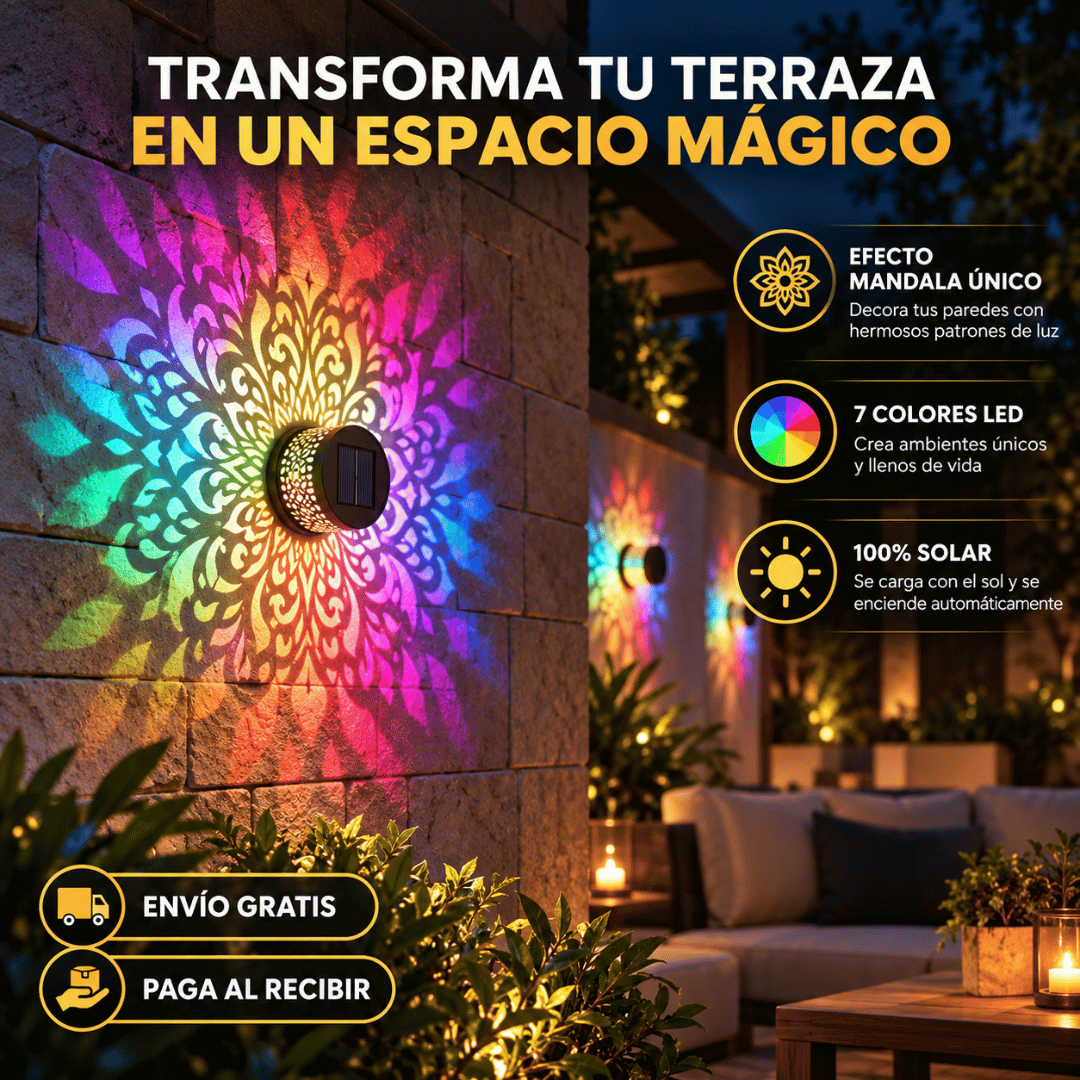 Lámpara Solar Proyector Mandala - Transforma tus exteriores con una iluminación única y decorativa