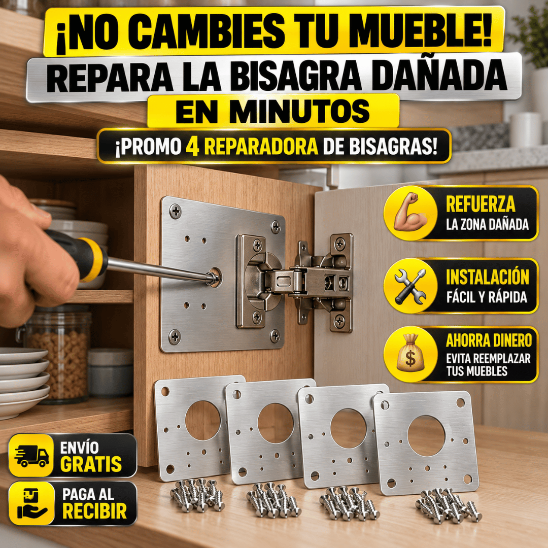 Pack x4 Placas Repara Bisagras - Renueva tus muebles y prolonga su vida útil