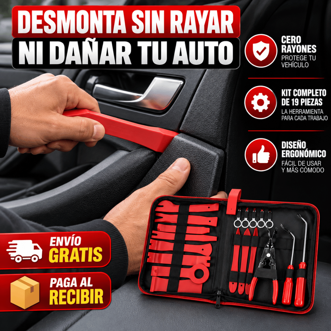 Kit 19 Piezas Desmontaje Molduras Panel - Desmonta el interior de tu auto de forma práctica y cuidadosa