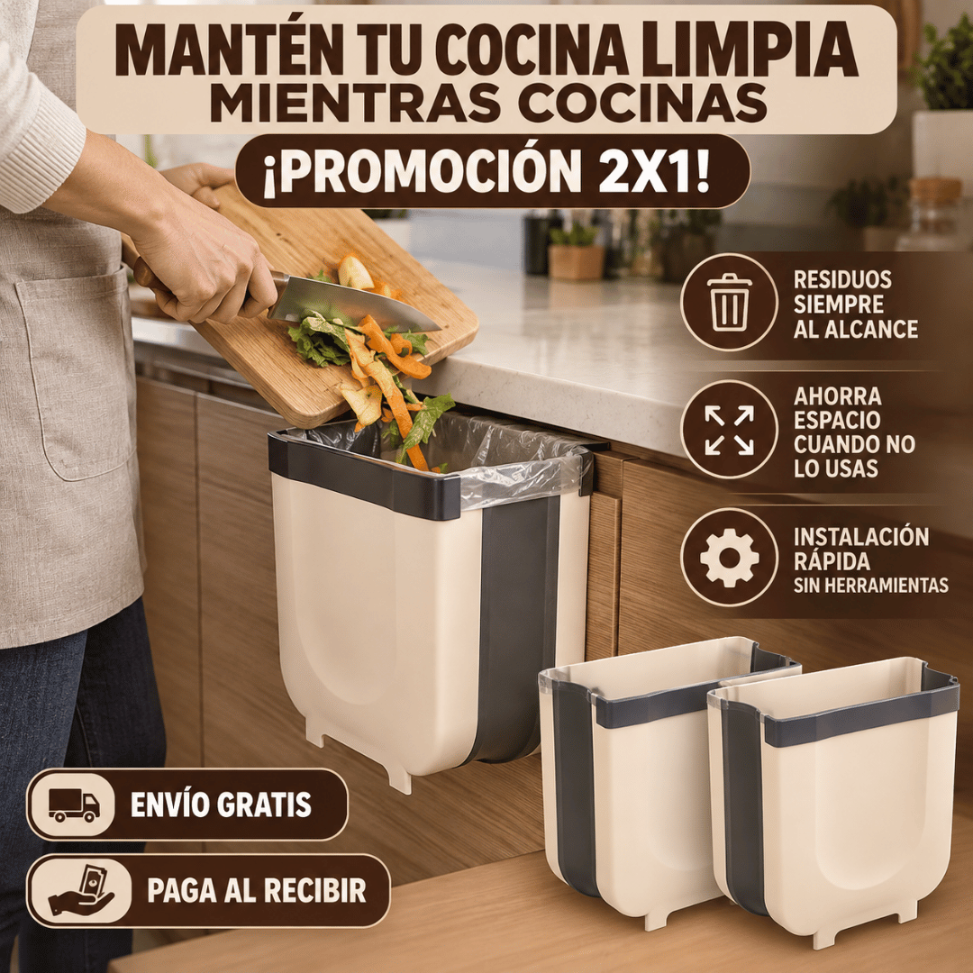 ¡Promo 2x1 Basurero Plegable! - Simplifica el manejo de residuos y mantén tu cocina limpia
