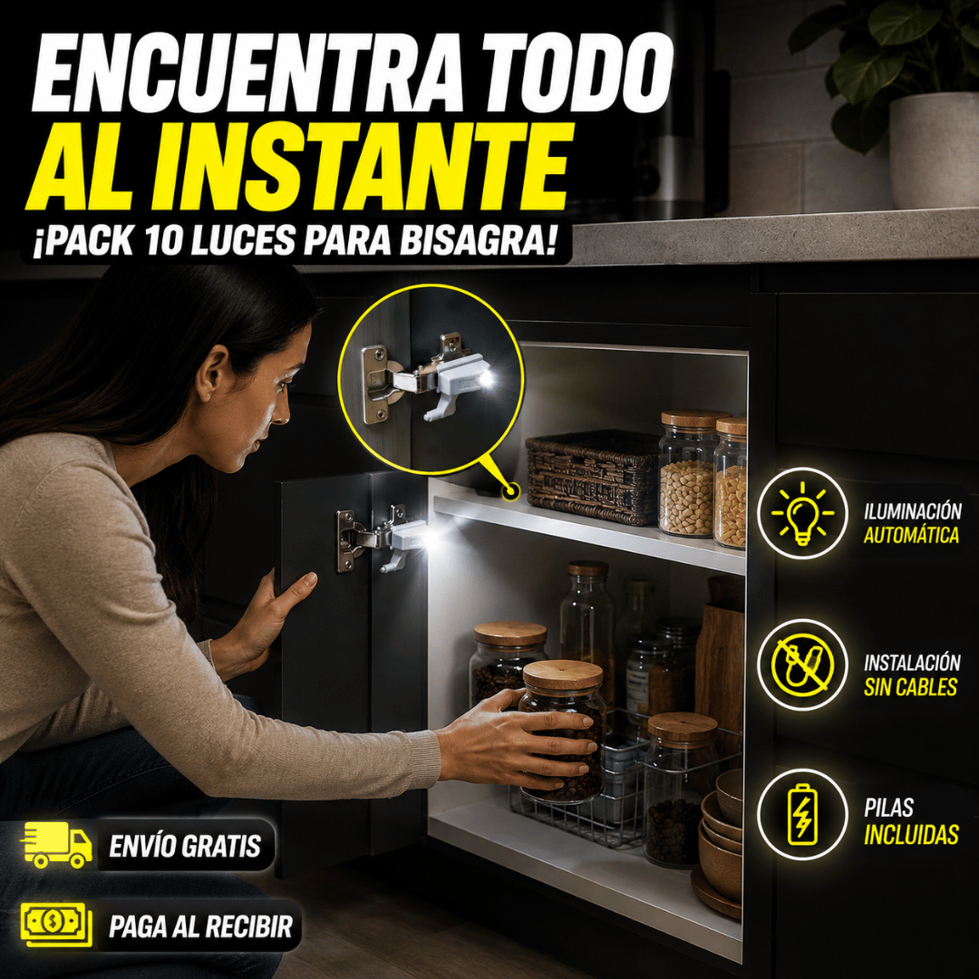 ¡Pack 10 Luces Bisagra LED Para Muebles! - Encuentra lo que buscas al instante, incluso en la oscuridad