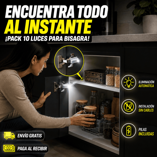 ¡Pack 10 Luces Bisagra LED Para Muebles! - Encuentra lo que buscas al instante, incluso en la oscuridad