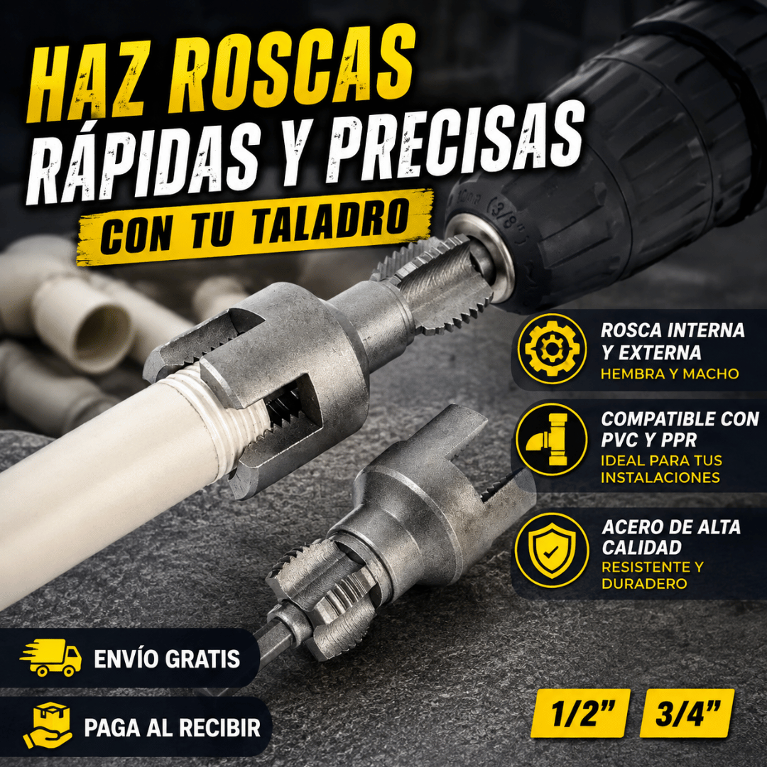 Kit Roscador para Taladro PVC PPR 1/2 y 3/4 - Realiza roscas precisas en tuberías de forma rápida