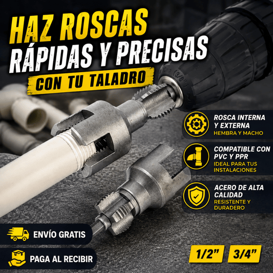 Kit Roscador para Taladro PVC PPR 1/2 y 3/4 - Realiza roscas precisas en tuberías de forma rápida