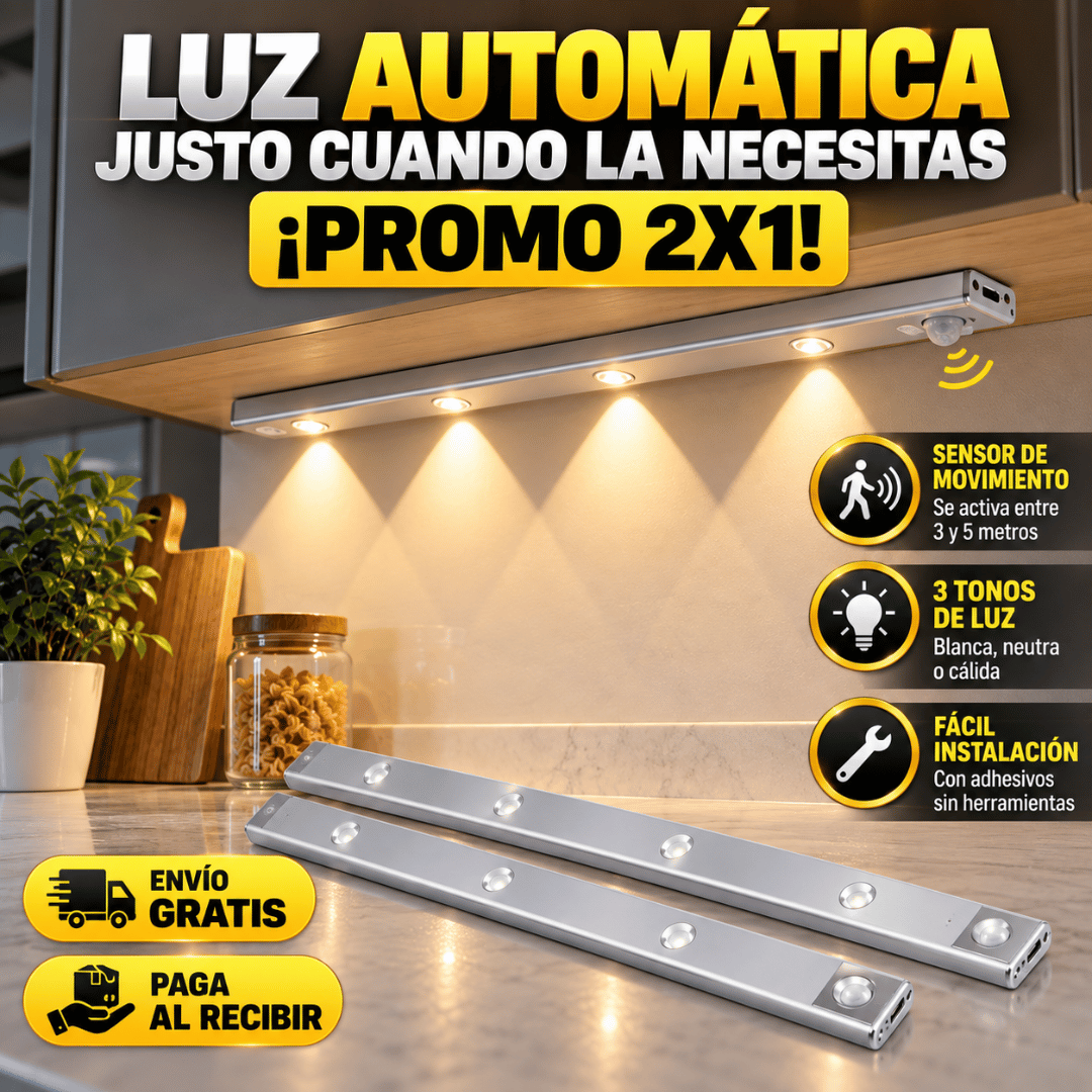 ¡Promo 2x1 Barra LED Moderna con Sensor de Movimiento 50cm! - Iluminación automática justo cuando la necesitas