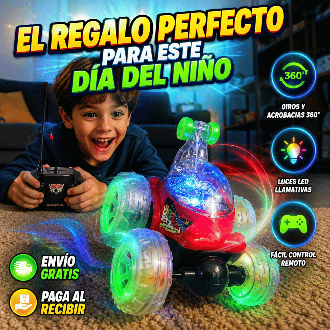 Auto Control Remoto Acrobatico LED - ¡El Regalo Perfecto para el día del niño!