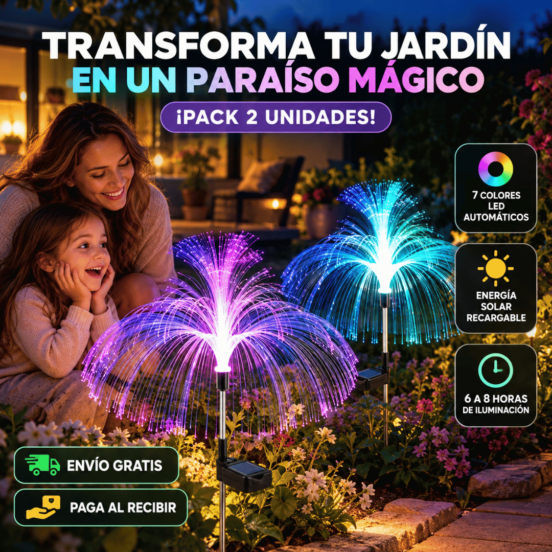 ¡Pack 2x1 Estacas Medusas Solares Multicolor! - Transforma tu jardín con luces mágicas de energía solar
