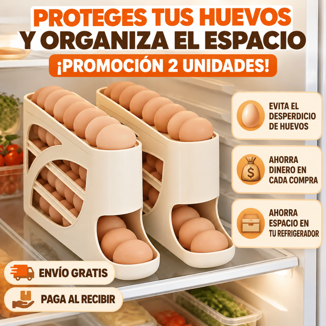 Pack 2 Dispensadores de Huevos 4 Niveles - Protege tus huevos y mantenlos organizados en el refrigerador