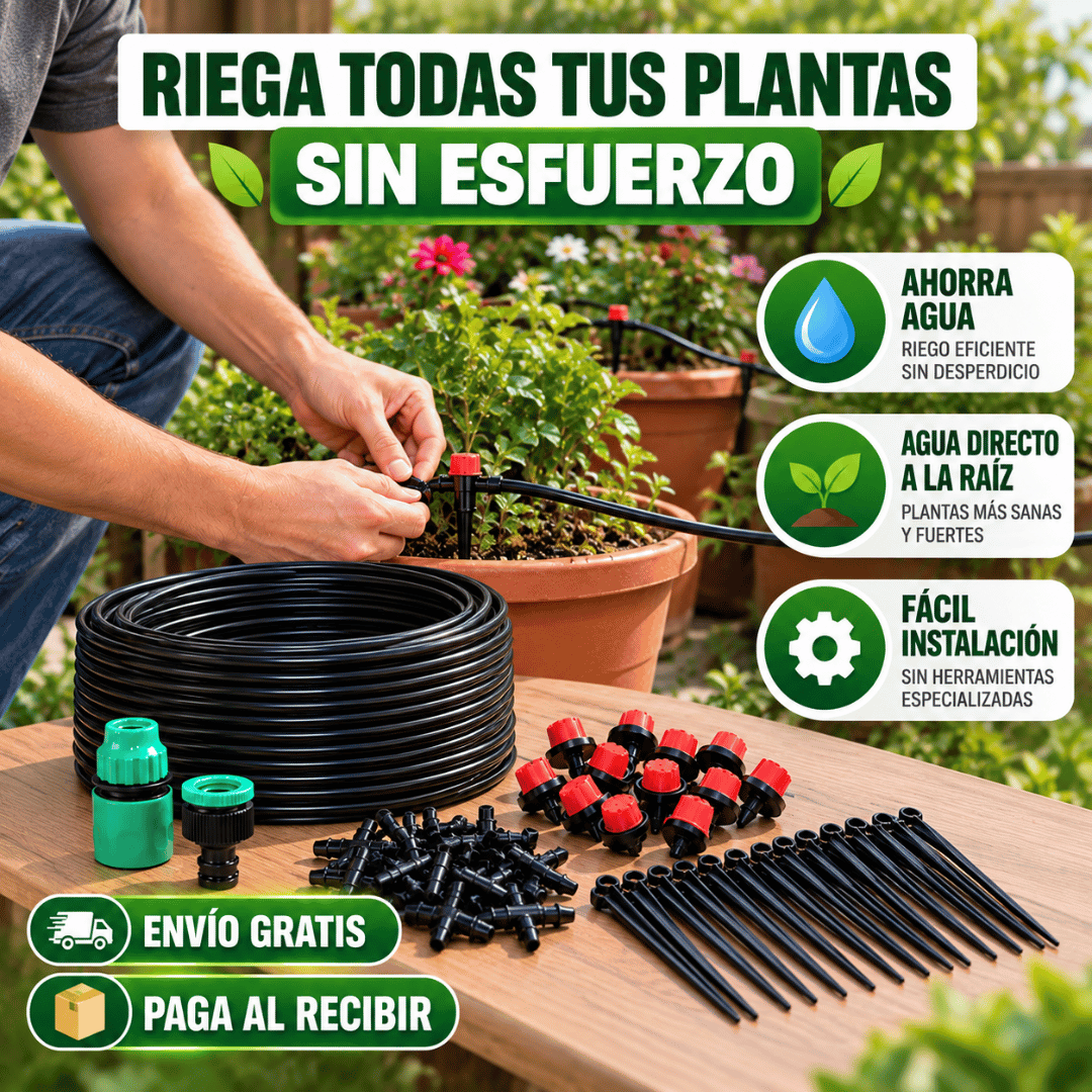 Kit de Riego por Goteo 20 Metros - Riego práctico para mantener tus plantas hidratadas sin esfuerzo