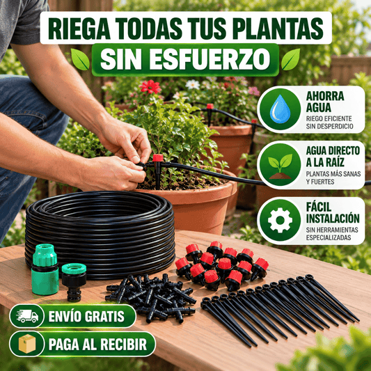 Kit de Riego por Goteo 20 Metros - Riego práctico para mantener tus plantas hidratadas sin esfuerzo