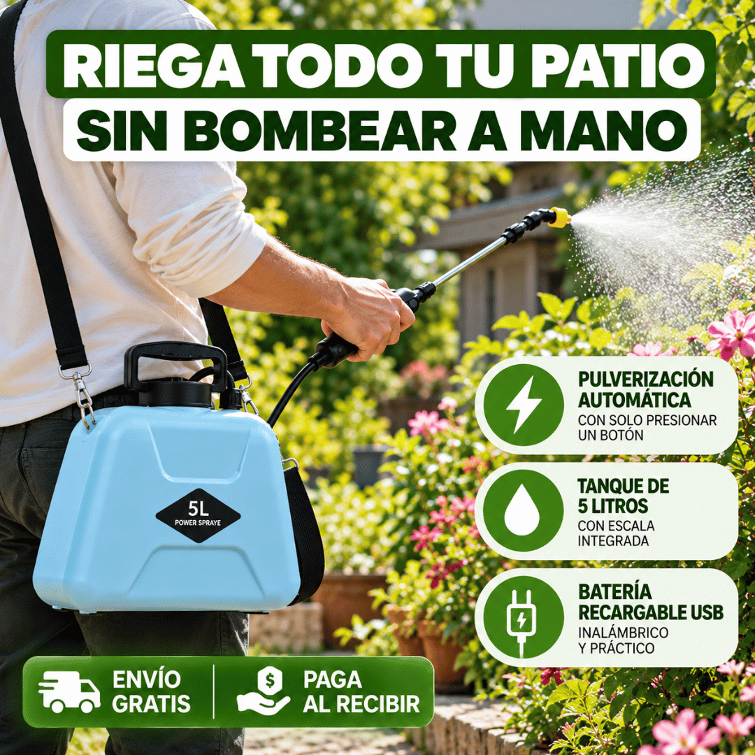 Pulverizadora de Agua Eléctrico Profesional 5 Litros - Riega tus plantas de forma práctica, rápida y sin esfuerzo manual