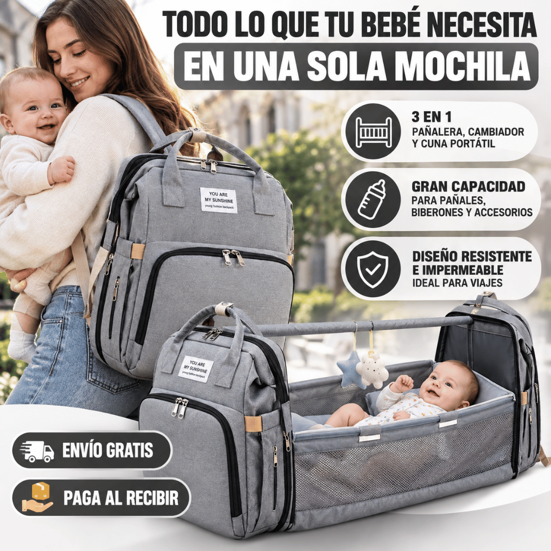 Mochila Pañalera 3 en 1 - Cuna, cambiador y pañalera todo en uno