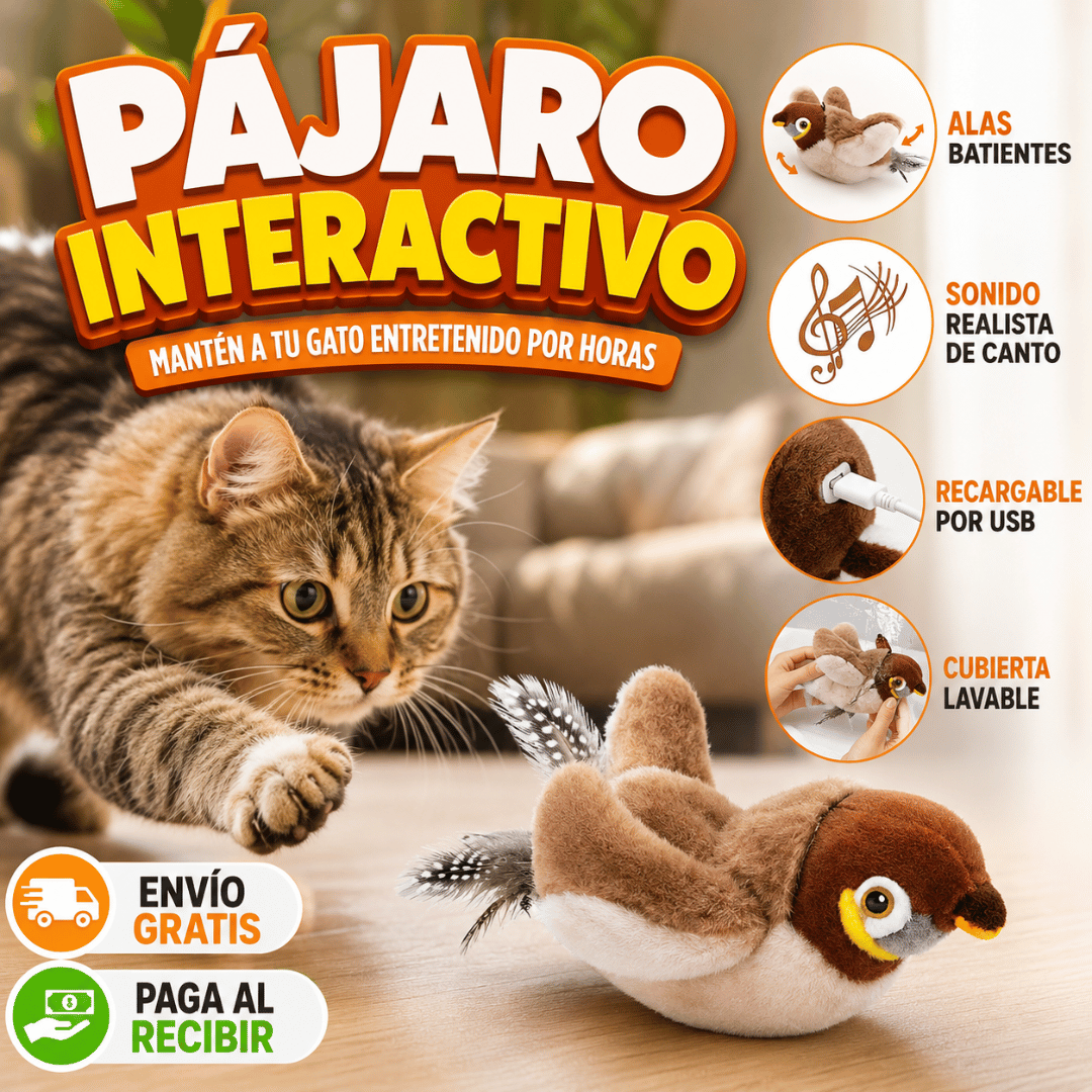 Pájaro interactivo para gatos - Juego interactivo que mantiene a tu gato feliz y en movimiento