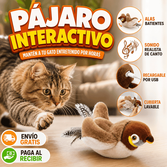 Pájaro interactivo para gatos - Juego interactivo que mantiene a tu gato feliz y en movimiento