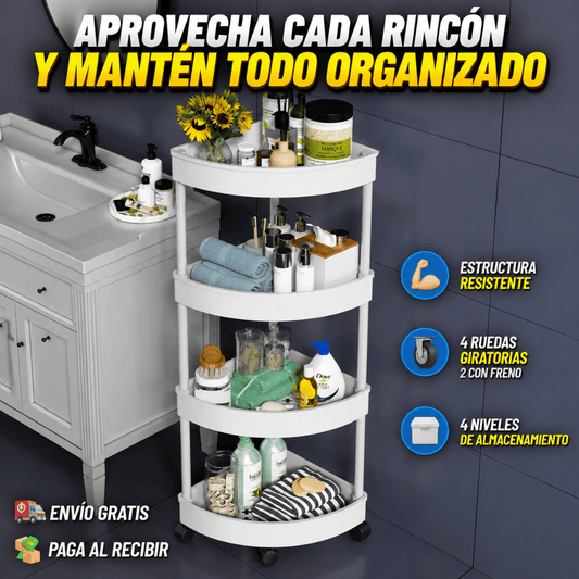 Organizador Esquinero Con Ruedas 4 Niveles - Aprovecha cada rincón y mantén tu hogar organizado