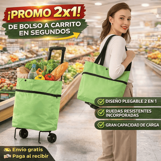 Bolso Plegable Con Ruedas 2 En 1 - Solución práctica para tus compras diarias sin ocupar espacio