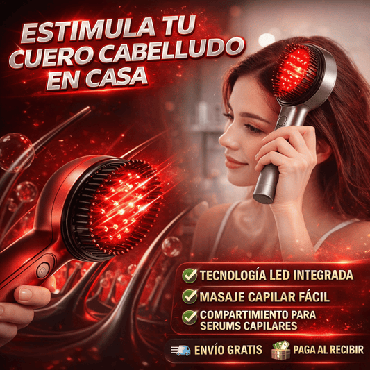Cepillo Cabello LED - Estimula tu cuero cabelludo desde casa de forma simple y práctica