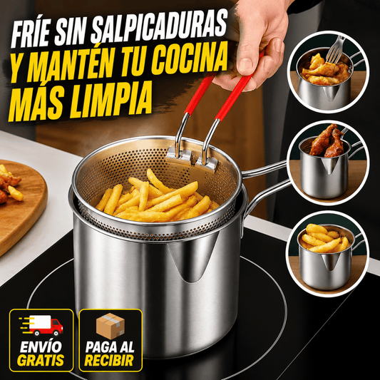 Olla Acero Inoxidable Para Freir - Fríe sin salpicaduras y mantén tu cocina más limpia