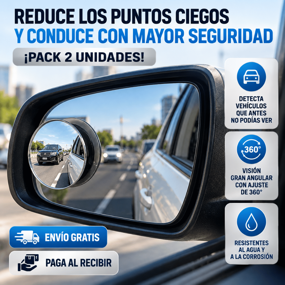 Set De 2 Espejos Convexos Para Puntos Ciegos - Conduce con mayor seguridad y visibilidad en cada trayecto