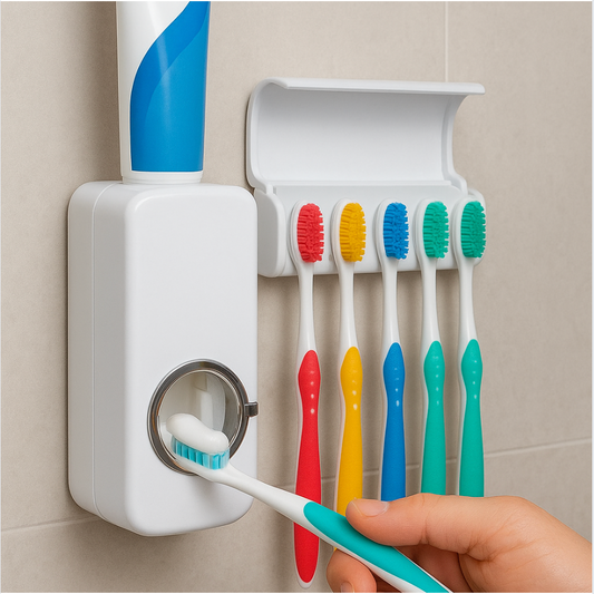 Dispensador Pasta Dental y Portacepillos - ¡Limpio y práctico!