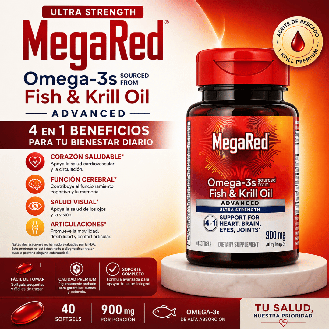 Promo 2x1 MegaRed® Omega-3 + Krill: Cuida tu corazón, mente y articulaciones ¡Empieza hoy!