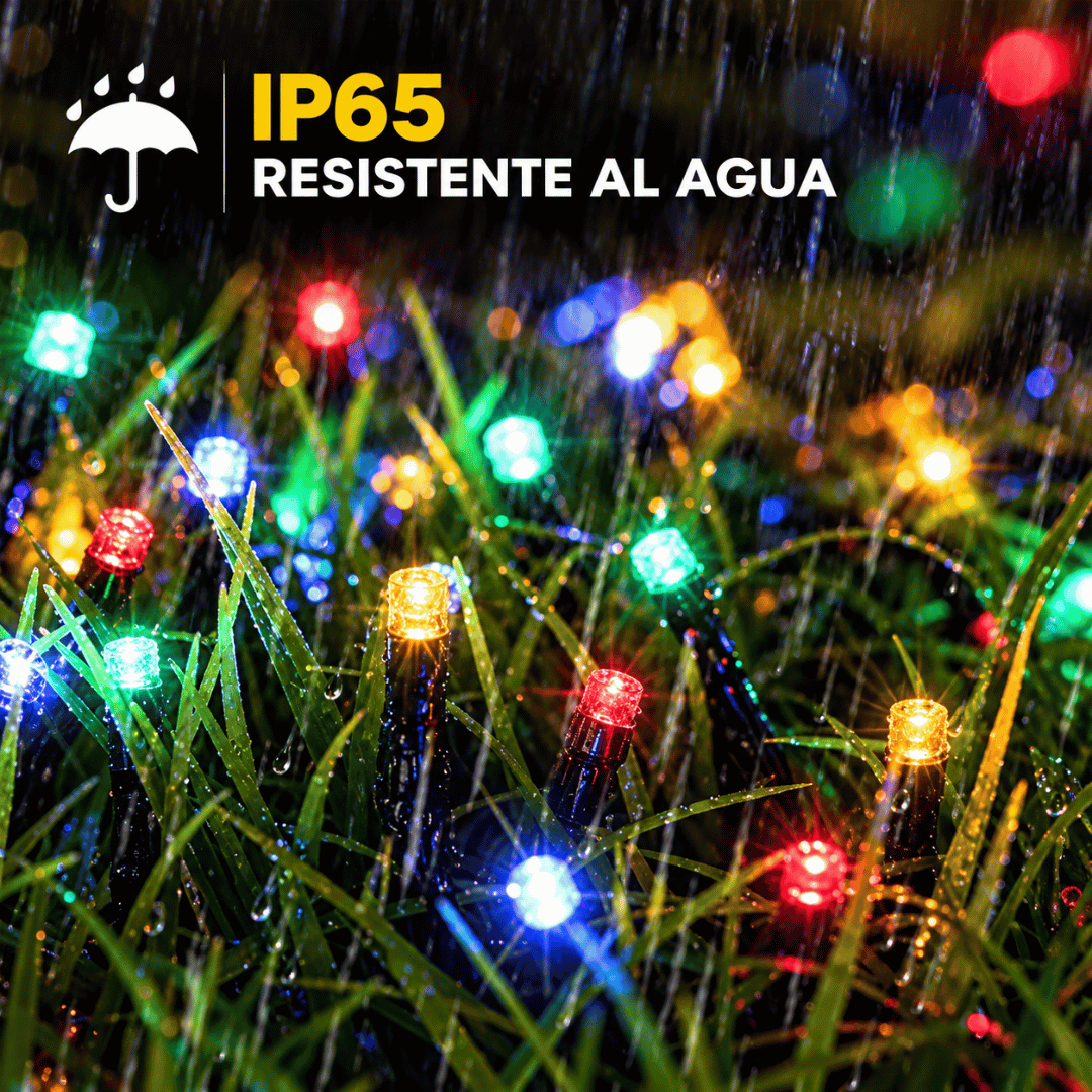Guirnalda Solar 100 LED de 10 Metros Multicolor - Ilumina tus noches navideñas sin aumentar tu cuenta de luz