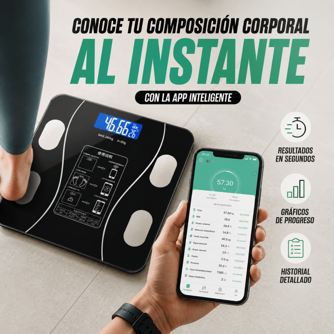 Báscula Inteligente Digital - Obtén un análisis completo de tu cuerpo en cada medición