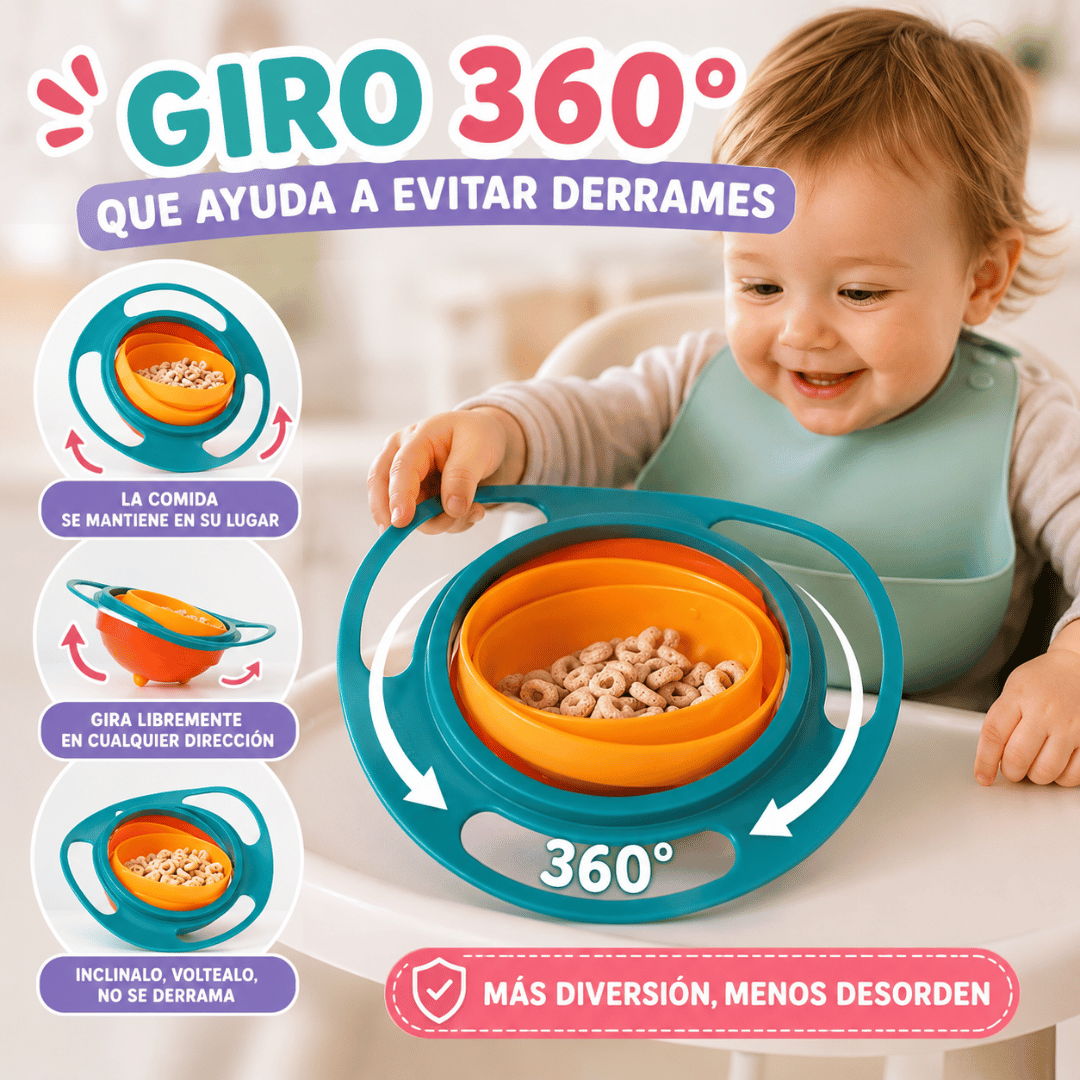 ¡Promo 2x1 Plato Bowl 360° Antiderrame Para Bebé! - Comidas más limpias y menos estrés para los padres