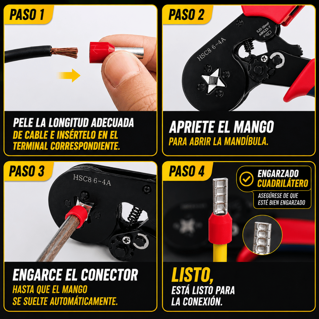 Kit Crimpadora + Estuche 1200 Terminales - Realiza conexiones eléctricas firmes y precisas en minutos