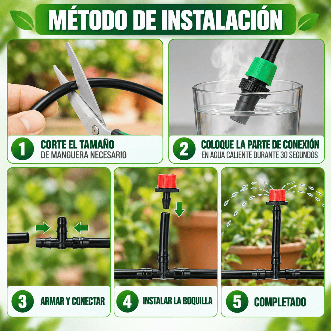 Kit de Riego por Goteo 20 Metros - Riego práctico para mantener tus plantas hidratadas sin esfuerzo