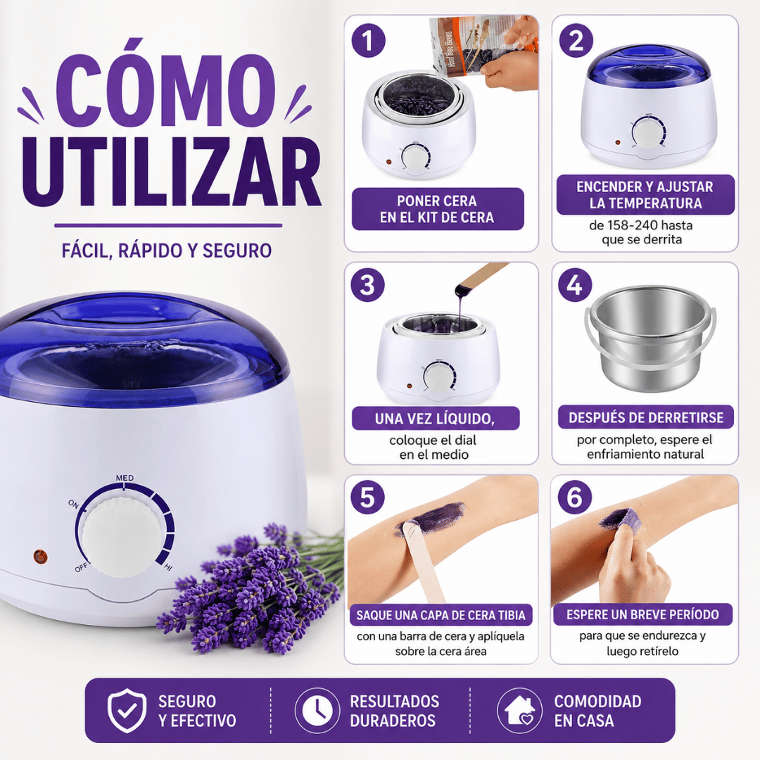 ¡Promo Maquina Depilatoria + 500g Cera + 50 Bandas! - Depilación con cera profesional desde la comodidad de tu hogar